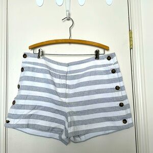 Loft Gray and White Striped Shorts